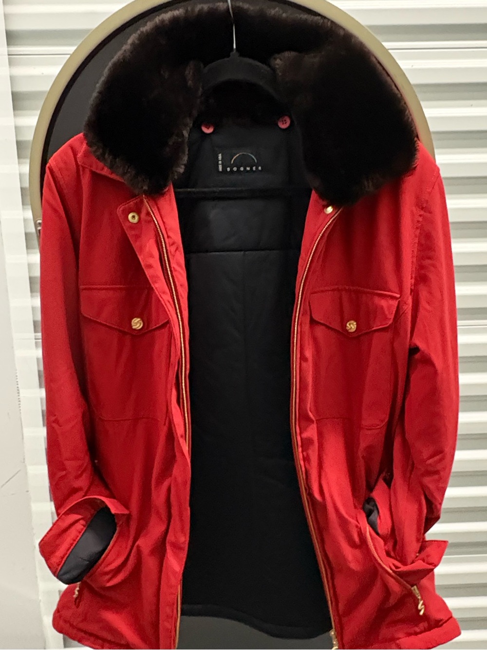 Bogner Red Insulated Winter Jacket with Plush Fur Collar – Women’s Size 8
